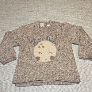Zara Brown Sweater with “Let’s Dream” Moon Design.  Size 3-4 Years